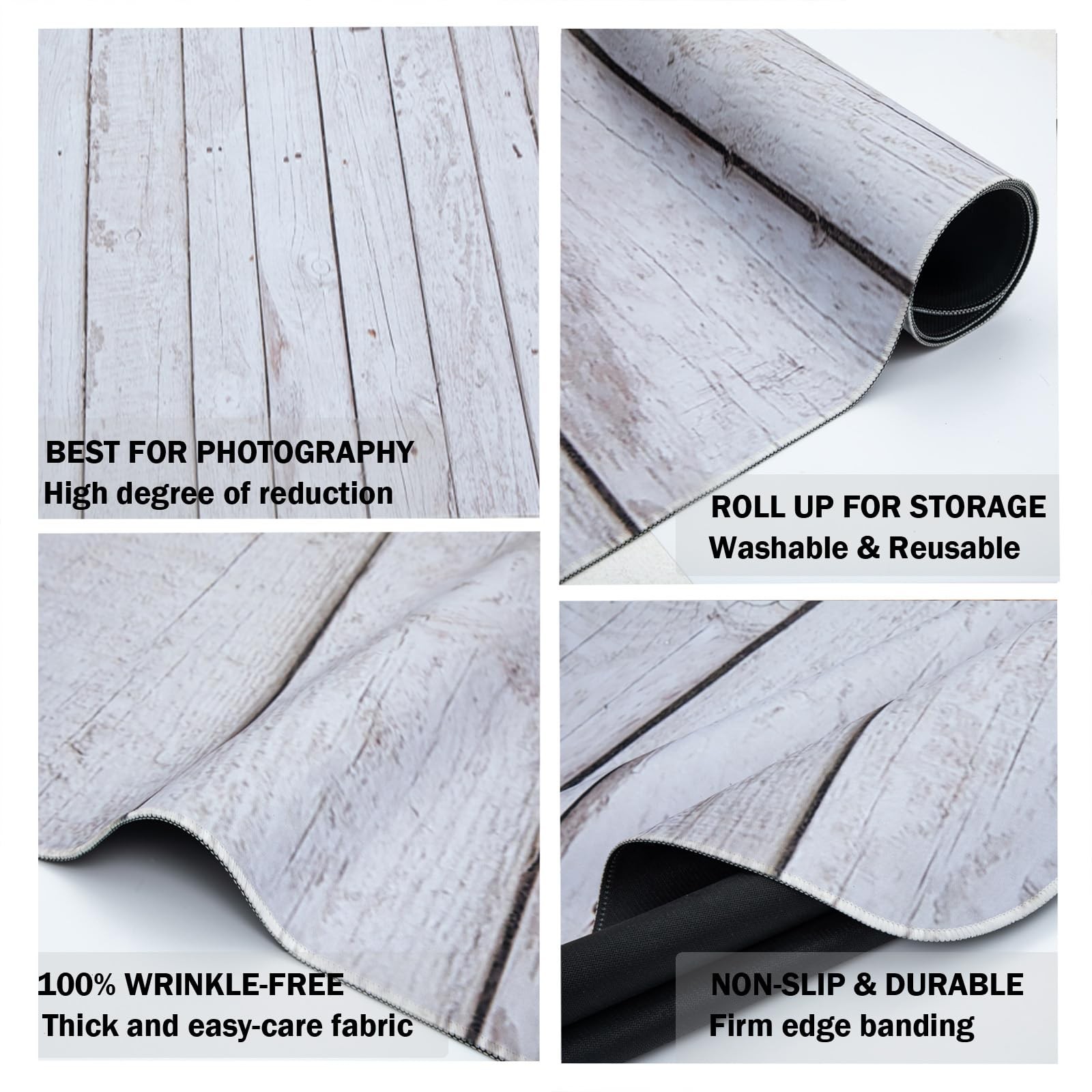 Kate White Wood Flooring Mat Photography Floor Mats 8x5ft, 1