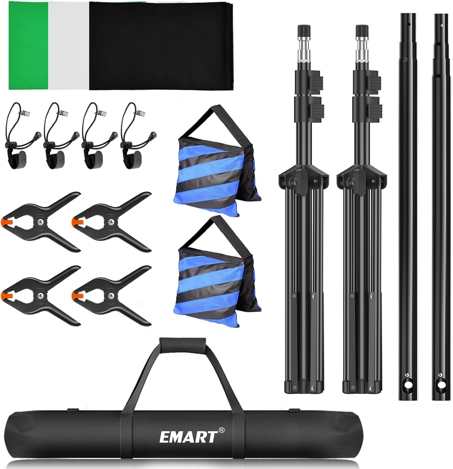 Adjustable 7x10ft Photo Video Backdrop Stand Kit with 3 Backgrounds & Clamps