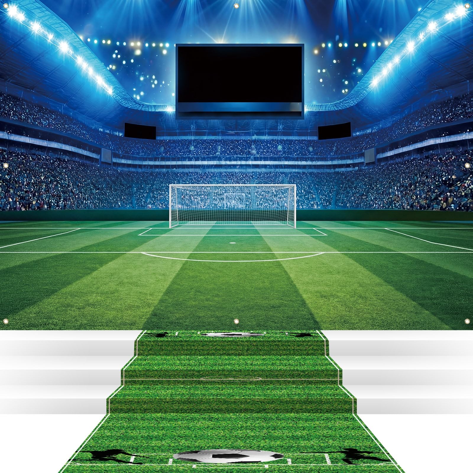 Hahafelt 2 Pcs Soccer Party Decoration Set 80” x 60” Football Field Backdro…