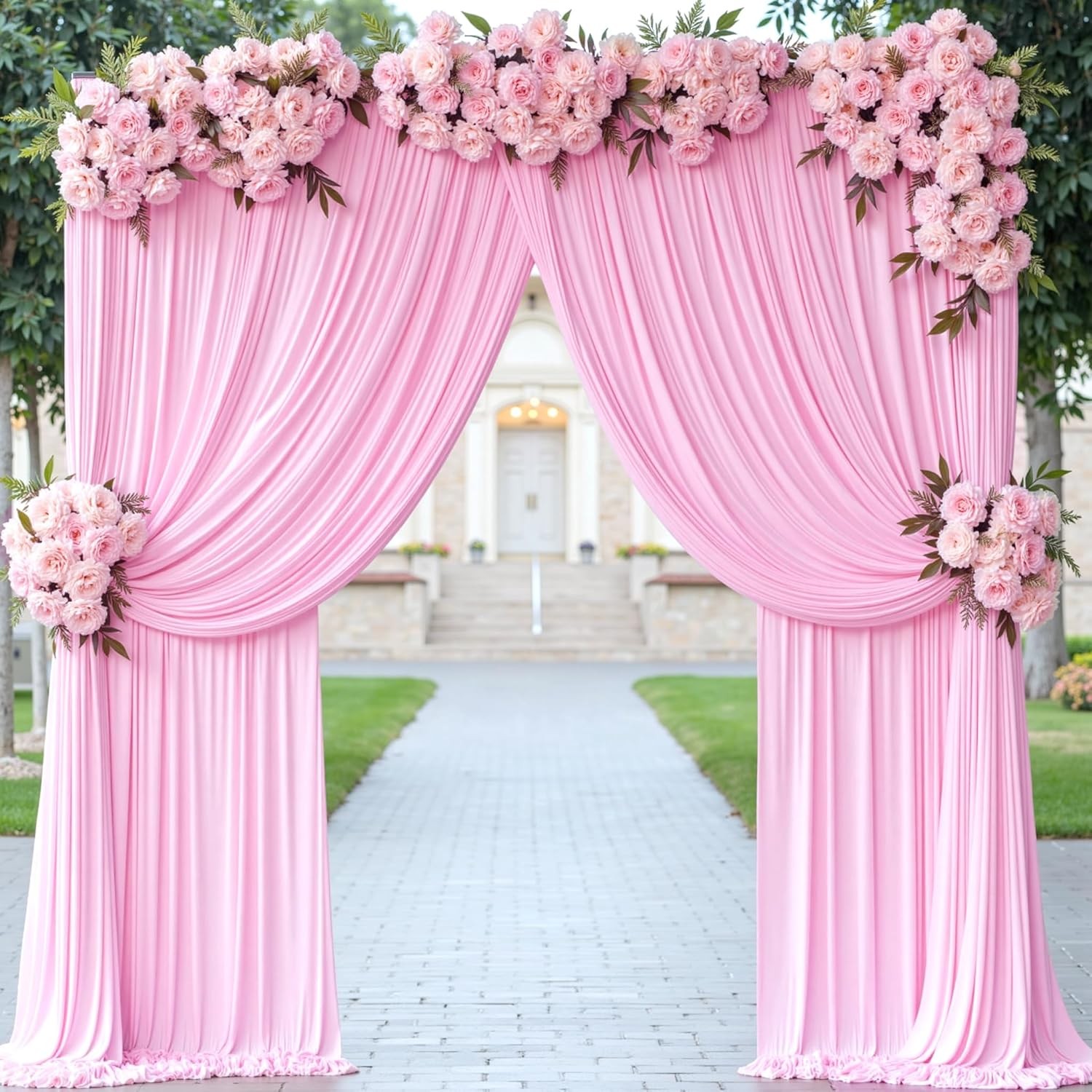10 ft x 8 Wrinkle Free Pink 5'(W) x 8'(H), 2 panels, Baby