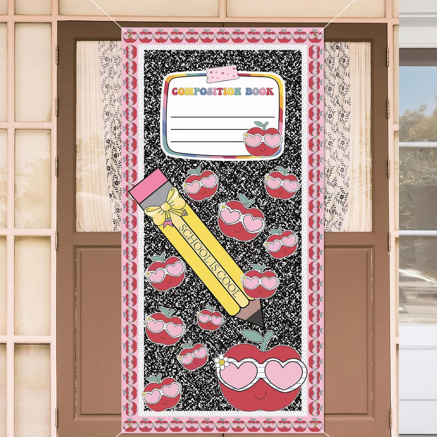 Composition Notebook Banner Door Decor Back to School Party Supplies Classroom D