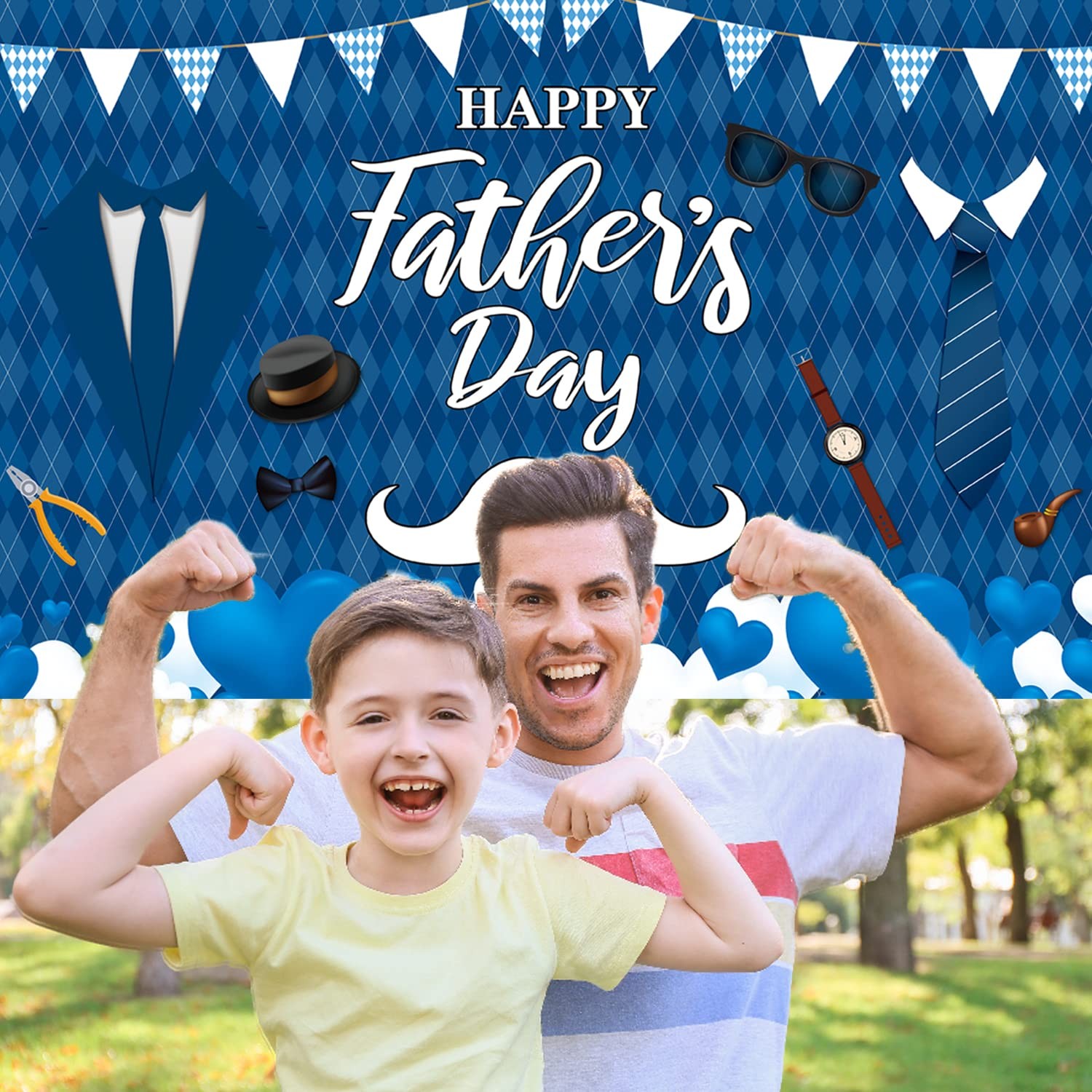 Father’s Day Decoration Backdrop Happy Father’s Day Banner Blue Polyester 71 Inc