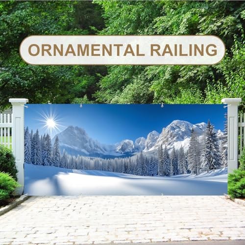 Winter Forest Garage Door Decoration Background Natural Scene Snow Mountain