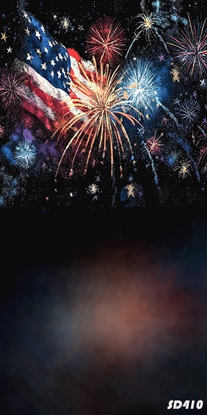 10’x20’Computer-painted American Flag Fireworks Scenic Backdrop Background SD410