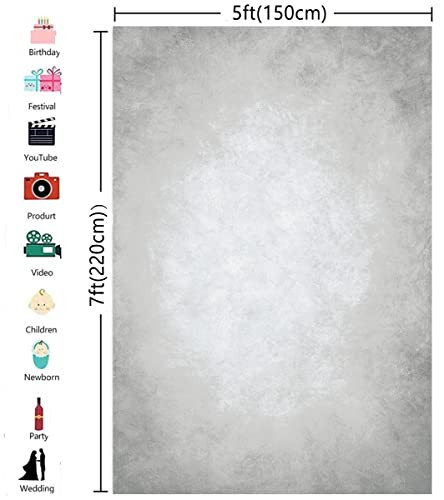 5x7ft Grey Portrait Photography Backdrops Solid Texture Abstract Photo
