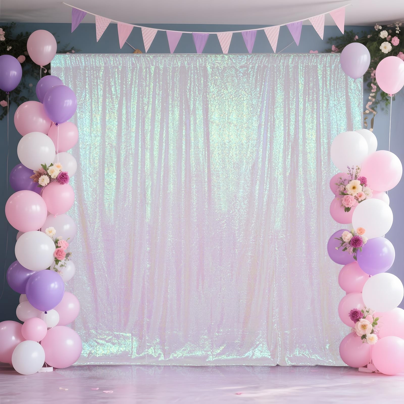 6x6ft Iridescent Sequin Backdrop Glitter Curtain Photography Panel