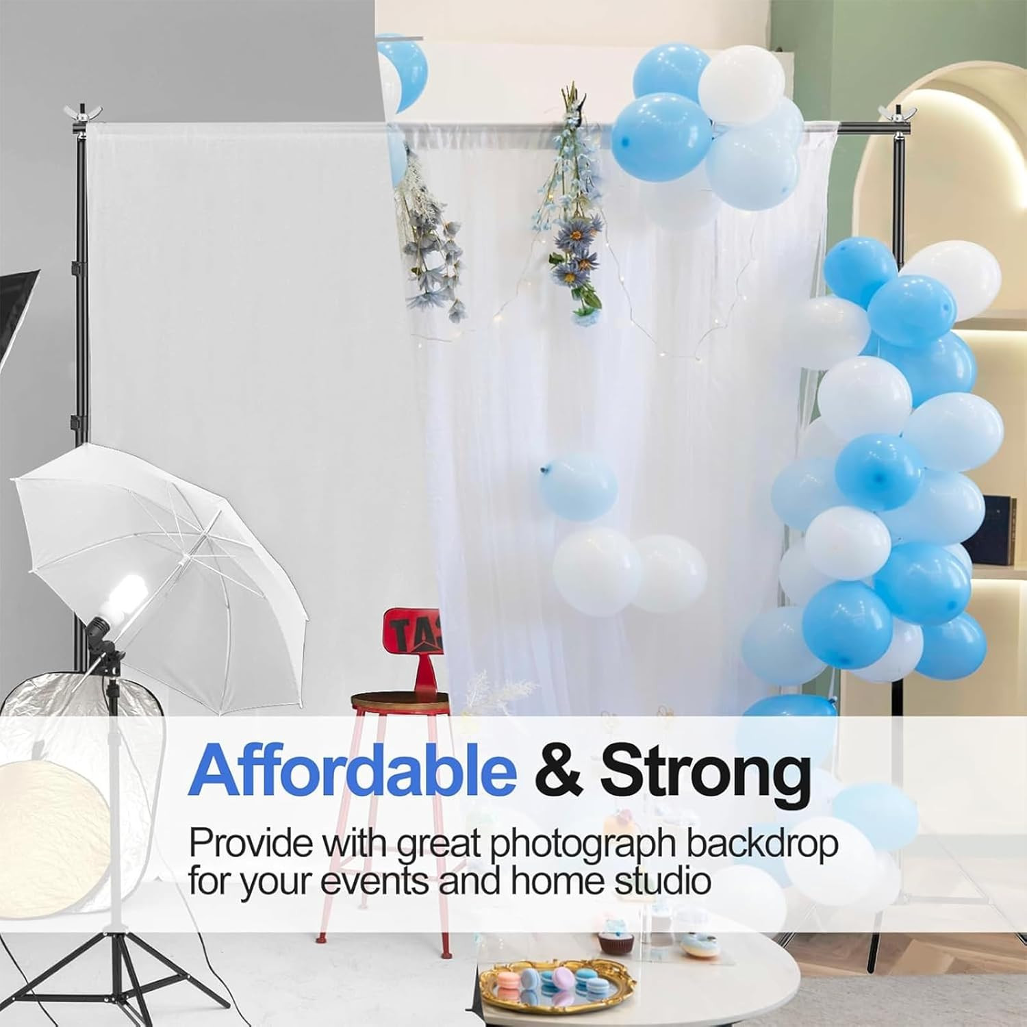 Backdrop Stand 10X8.5Ft(Wxh) Photo Studio Adjustable Background Stand Support Ki