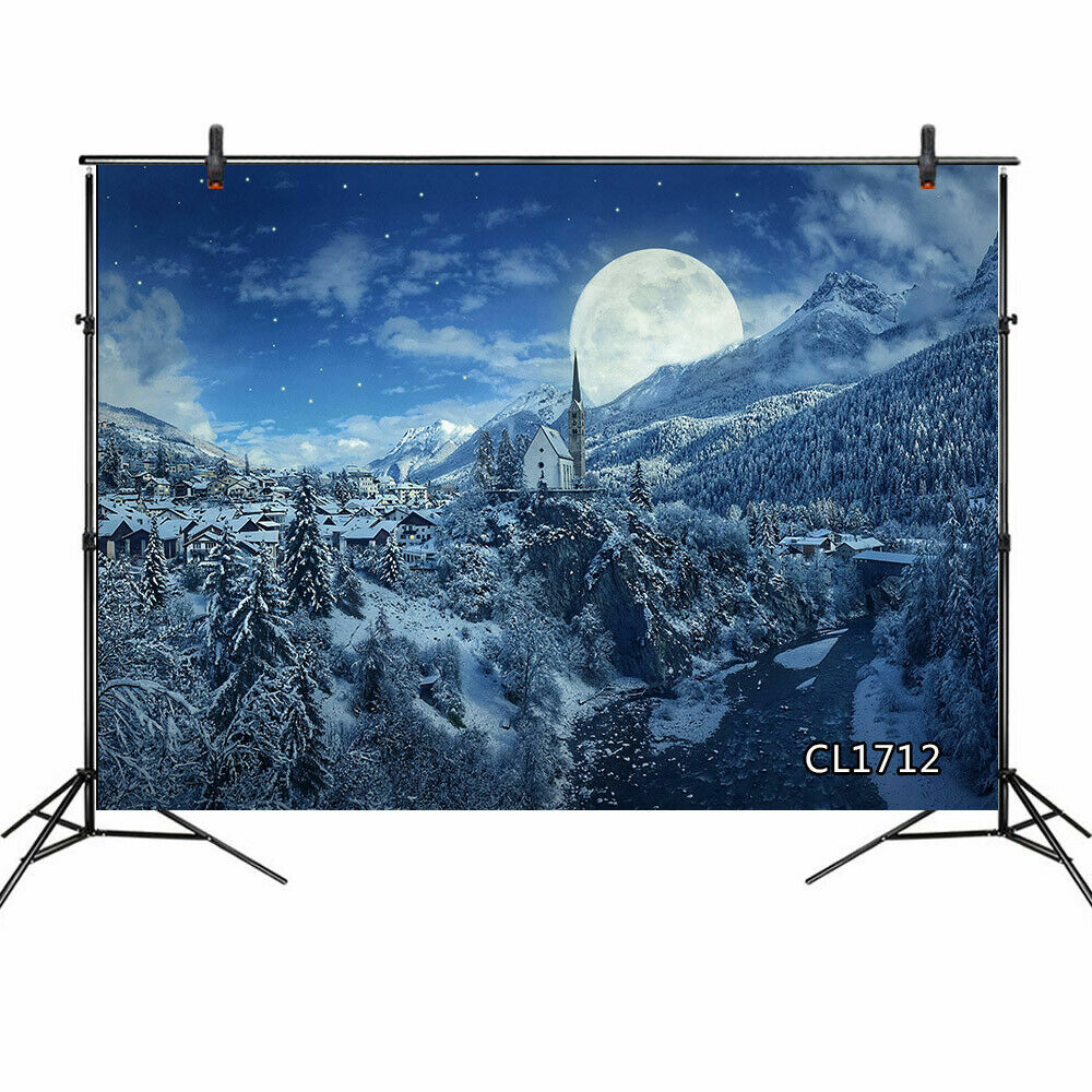 9x6FT Winter Vinyl Backdrop Forest Snow Scene Props Farmhouse Photo Background