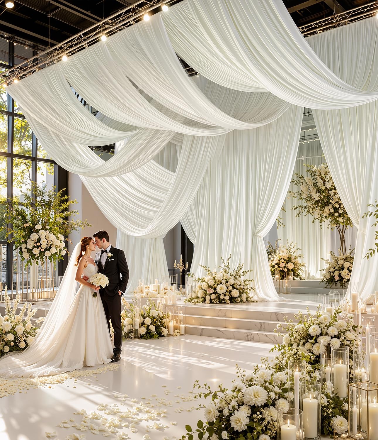 Domova 50ft x 40ft Ivory Ceiling 50FTx40FT (W5’xH40′, 10 Panels),