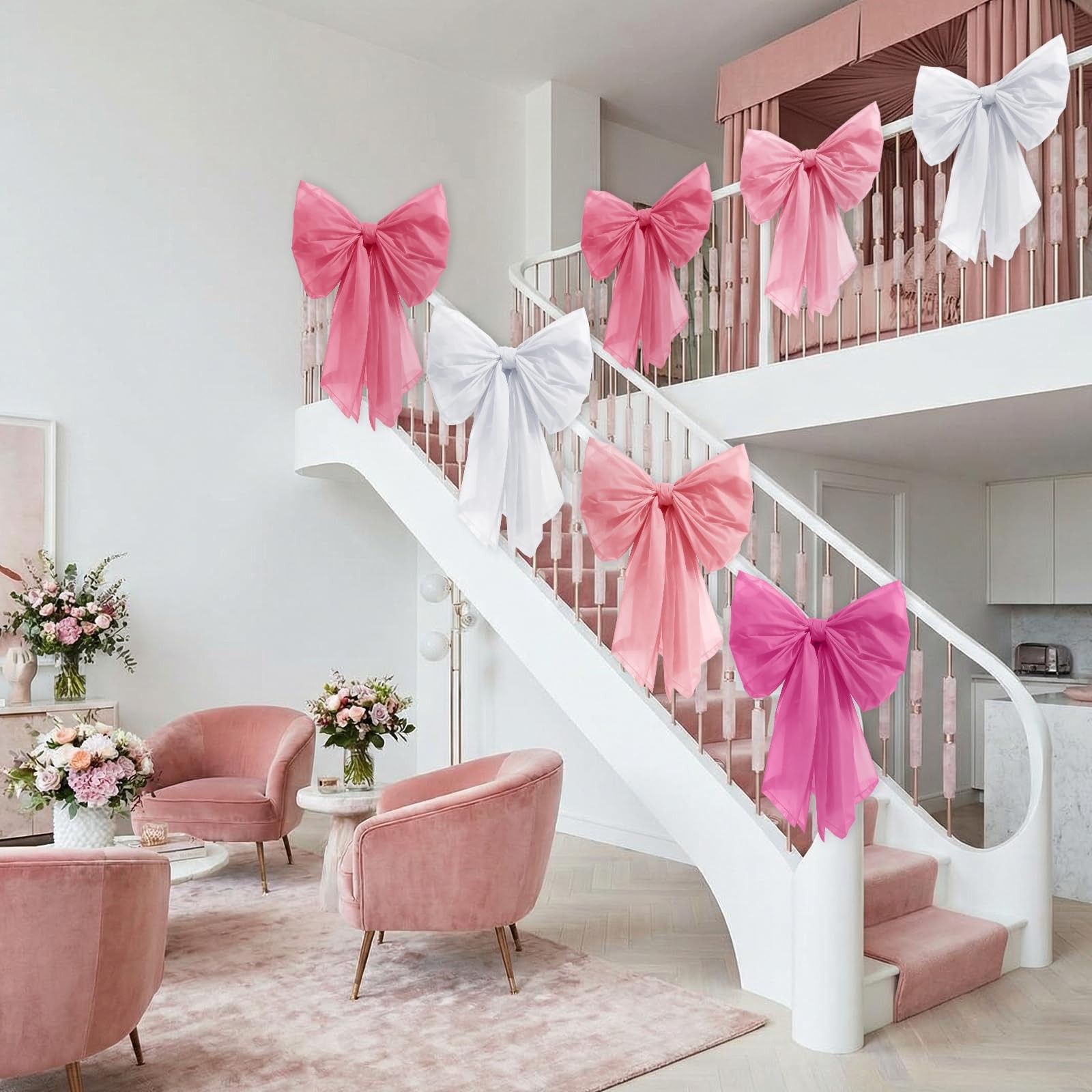 10 PCS Pink Bow Wall Decor DIY Giant Big Hanging Wedding Birthday Backdrop