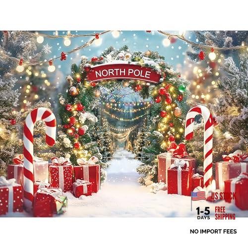 Winter Snow Scene with Candy Canes – Christmas Backdrop