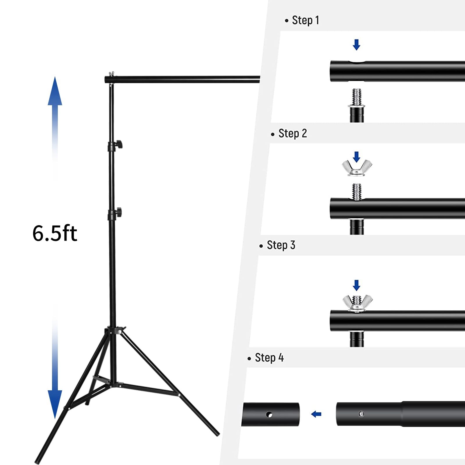10×6.5ft Backdrop Stand, Photo Video Studio Adjustable&Lockable Heavy Duty Ba…