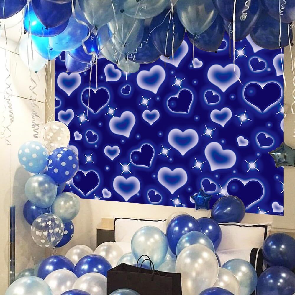 Blue Hearts Photography Backdrop Early 2000s Photo Background 90s Birthday Pa…