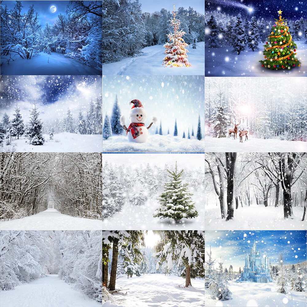 Snow Photography Background Winter Photographic Backdrop Christmas Stage Party