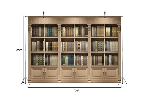 BELECO 5x3ft Fabric Vintage Wooden Bookshelf Backdrop Library 5x3FT A14630