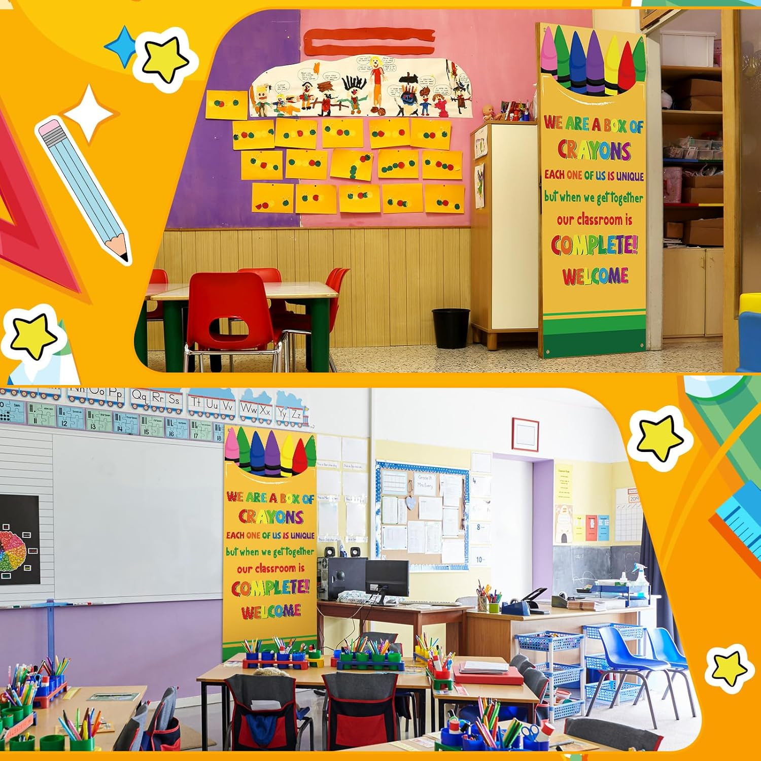 Composition Notebook Crayon Classroom Decor First Day of School Door Cover Welco