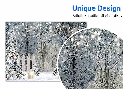 8x6FT Winter Photography Backdrop Glitter Snowy Forest Pine Tree 96 x 72 in