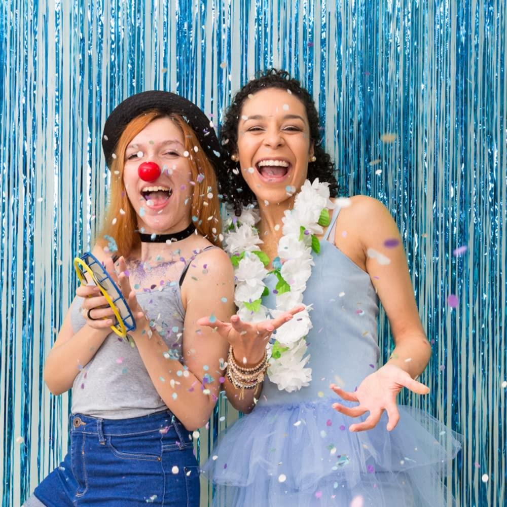 2 Pack Blue Backdrop Curtain Tinsel 39.4″w X 78.7″l (Pack of 2), Light
