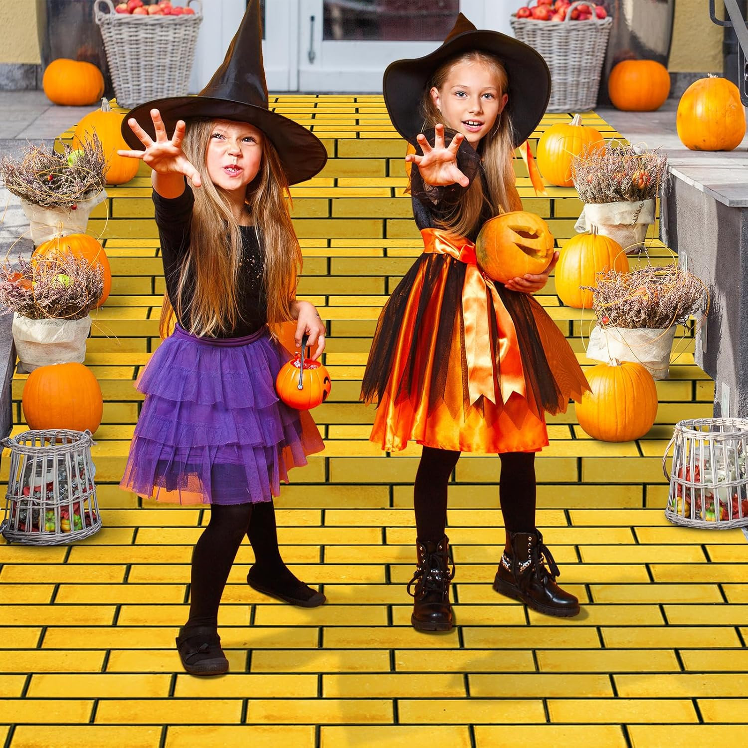 4.5 X 20 Feet Yellow Brick Road Floor Runner for Wizard Party Decorations,Large