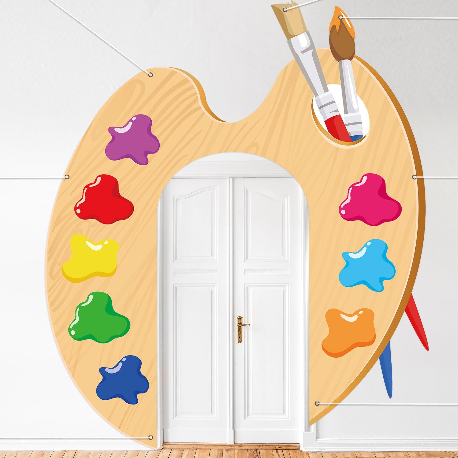 3 Pcs Art Classroom Door Decorations Paint Brushes Palette Themed Fabric Bann…