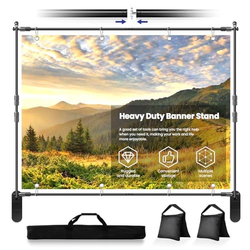 10x8ft Photo Backdrop Stand Kit – Adjustable Banner Stand with Step and