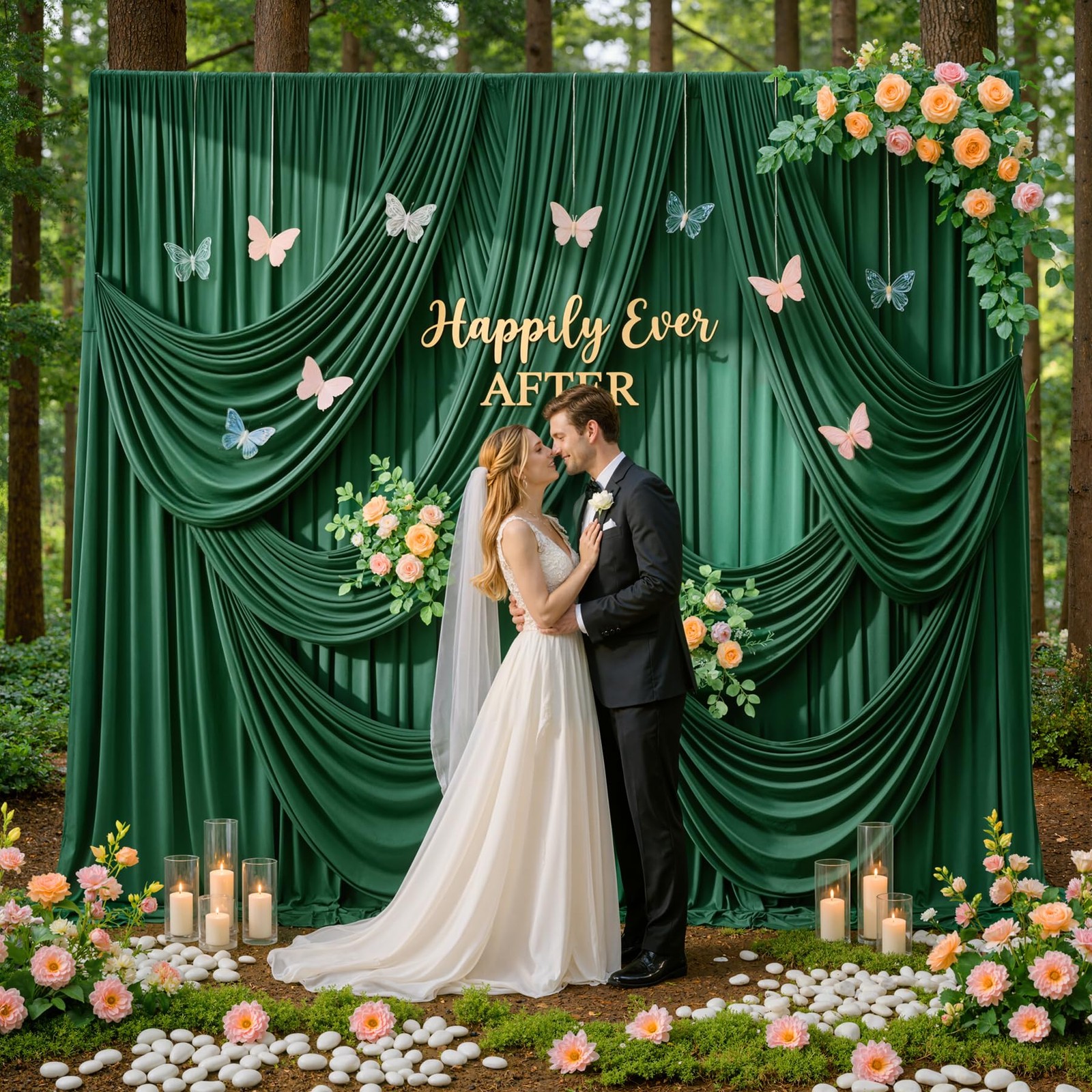 50ftx15ft Hunter Green Backdrop 5ft(W)x15ft(H)_10 Panels,