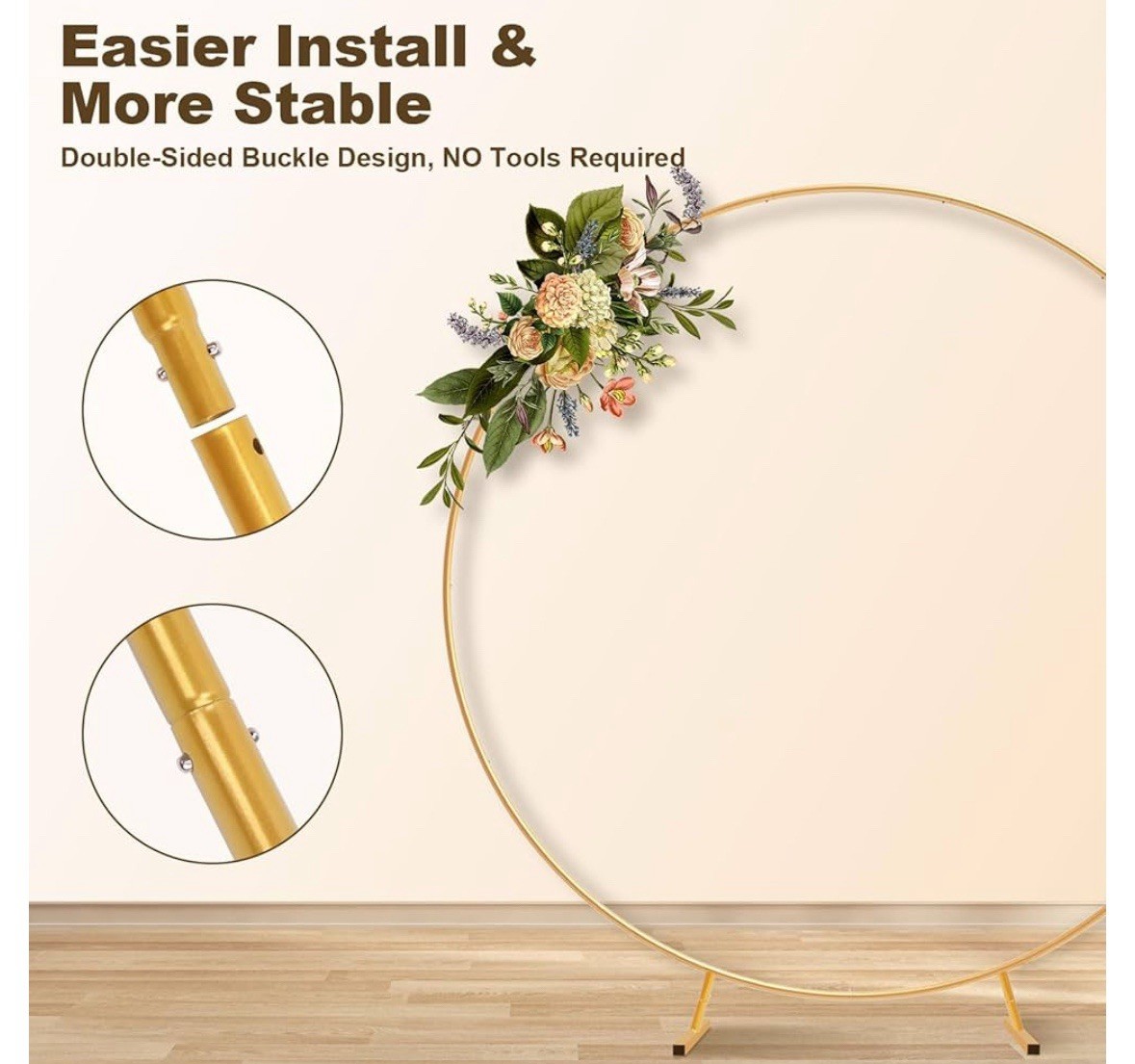 Metal Round Balloon Arch Kit, 7.2ft (2.2m) Golden Round Arch Stand Kit: Garde…