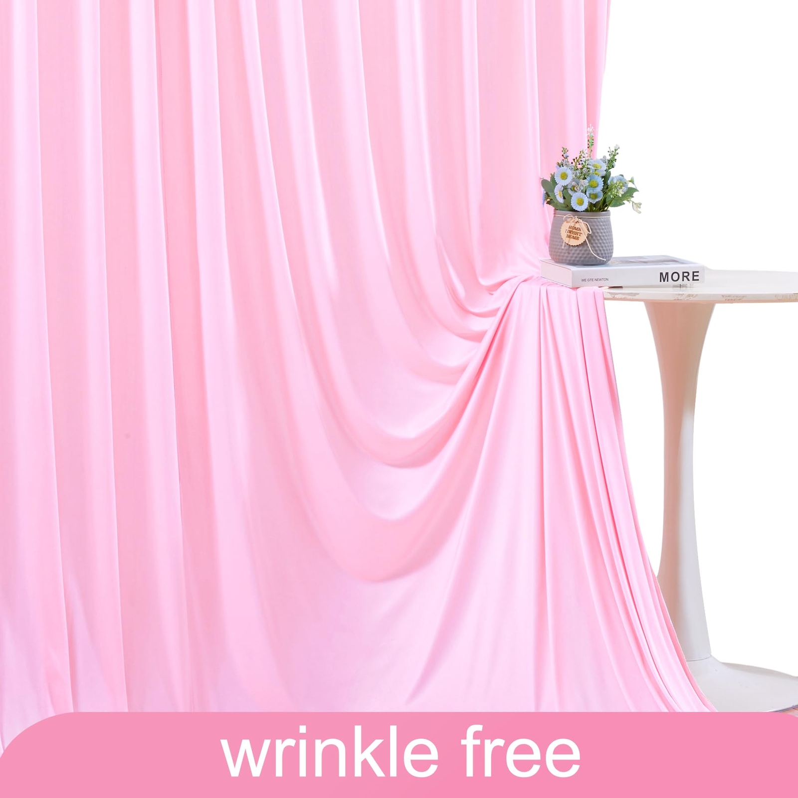 5ft x 8ft Pink Backdrop Curtains for Weddings/Parties 2 Panels Wrinkle-Free