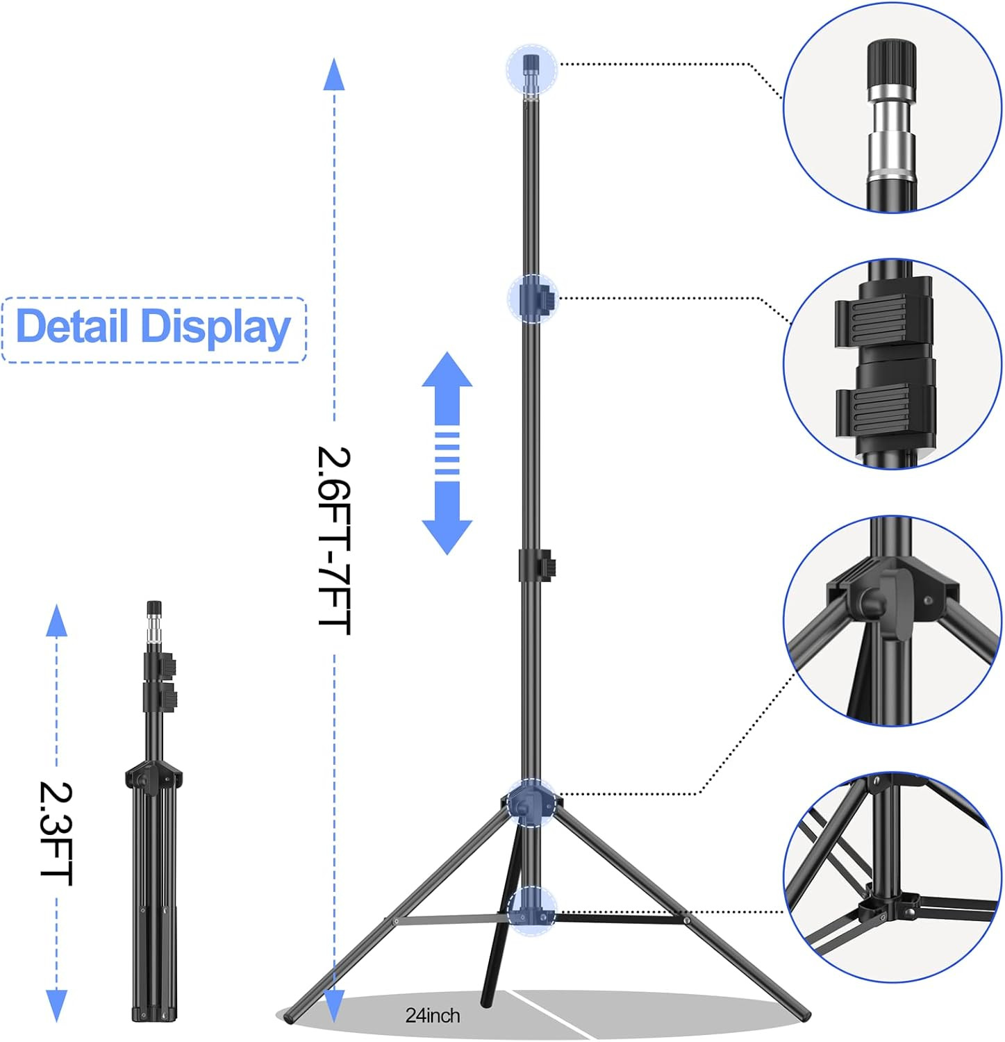 Adjustable 7x10ft Photo Video Backdrop Stand Kit with 3 Backgrounds & Clamps