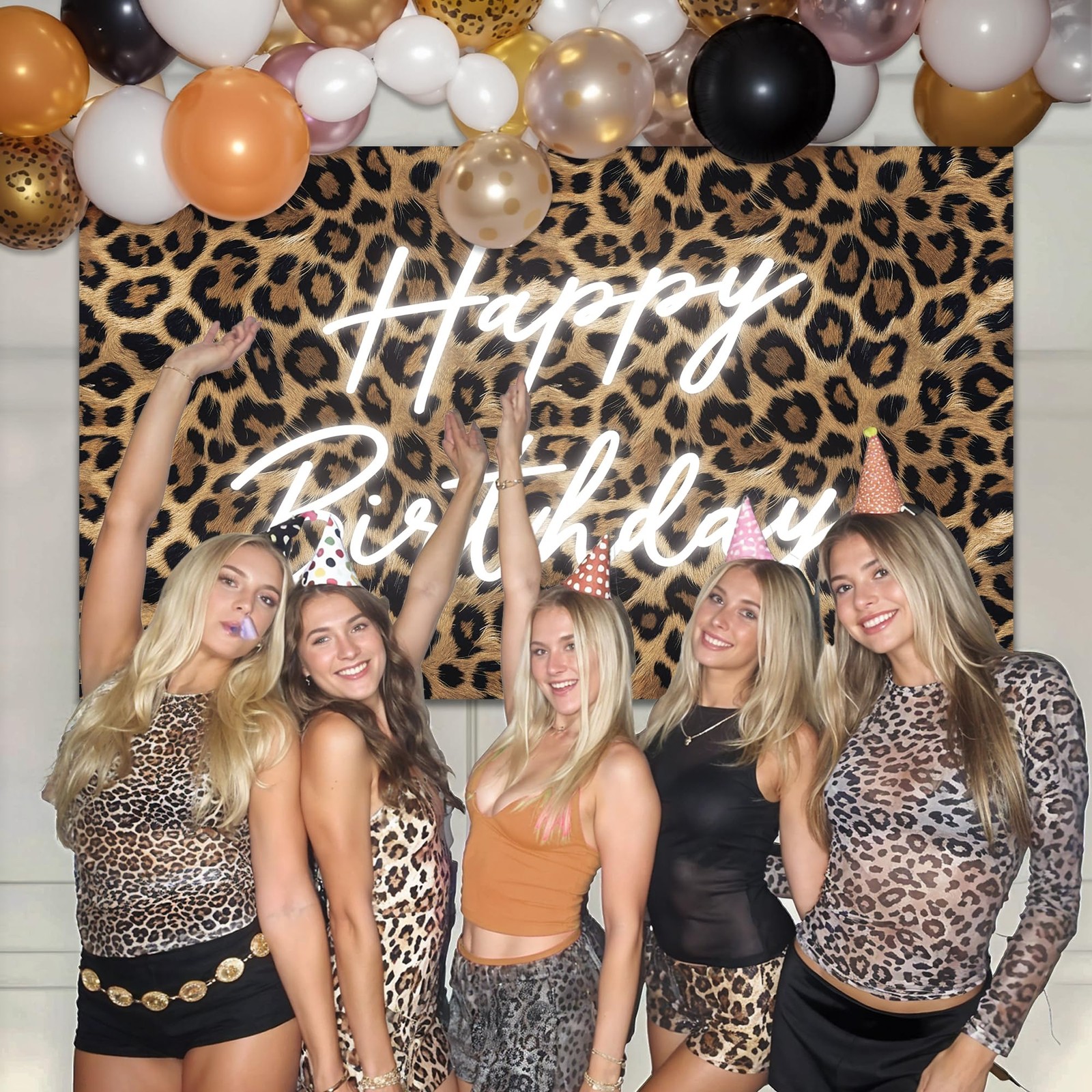 Kriyokiaa Happy Birthday Backdrop 90 cm x 152 (5 ft x 3 ft), Leopard Brown