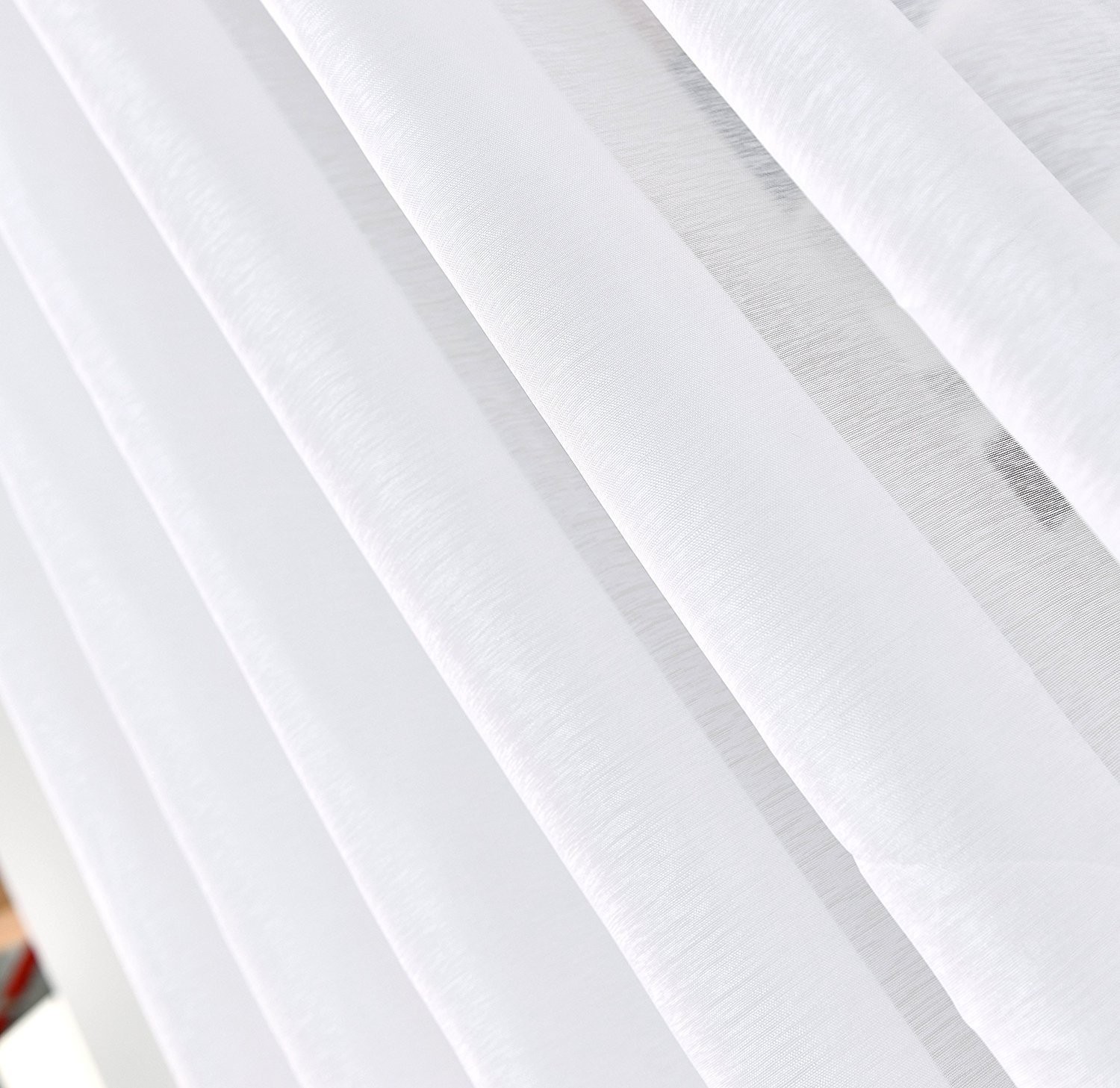 Sheer White Room Divider Curtains 108 x 100 Extra Large – Faux Linen for Bay