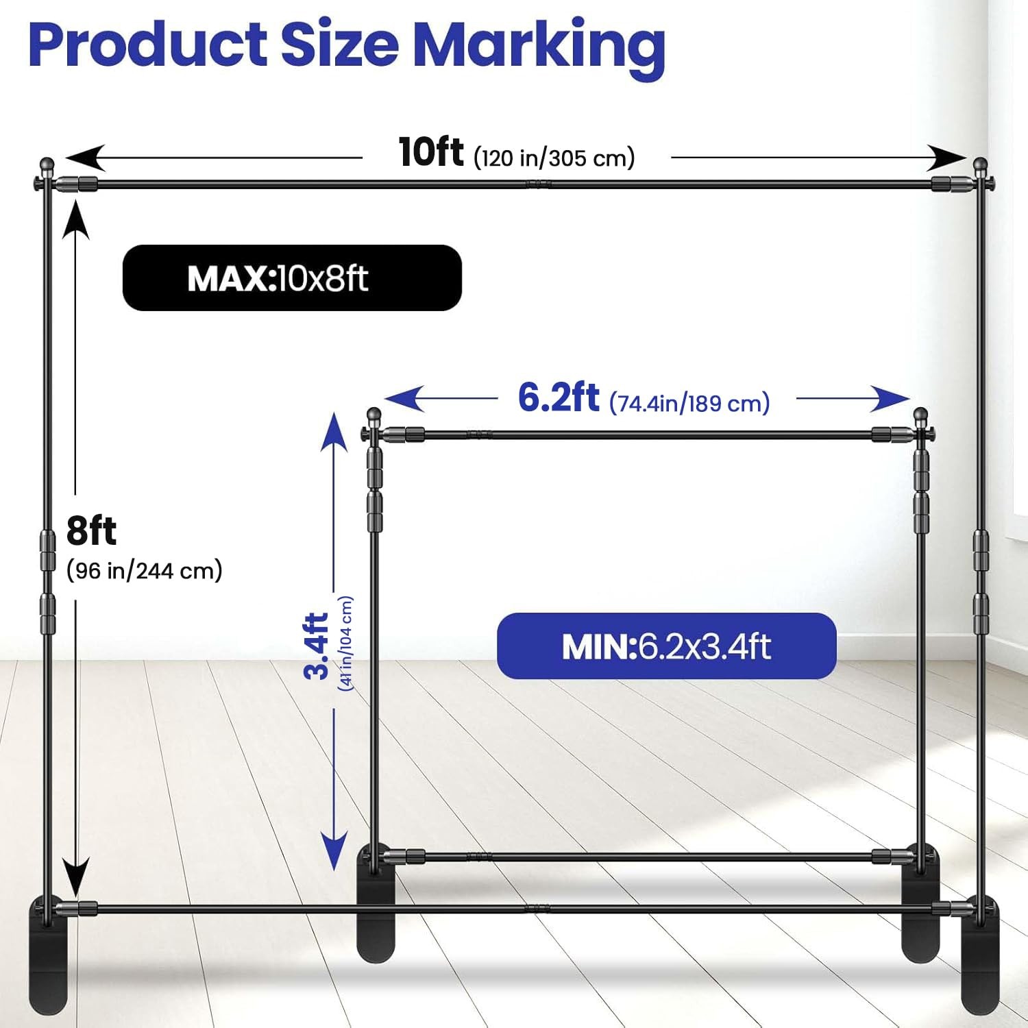 10x8ft Photo Backdrop Stand Kit – Adjustable Banner Stand with Step and Repea…