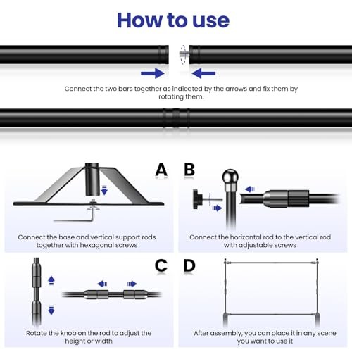 10x8ft Photo Backdrop Stand Kit – Adjustable Banner Stand with Step and