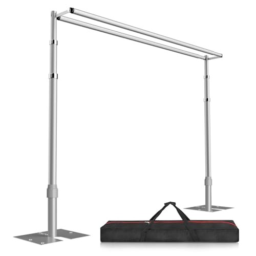Backdrop Stand Heavy Duty 8.9x10Ft, Double Crossbar Pipe and 8.9x10FT Silver