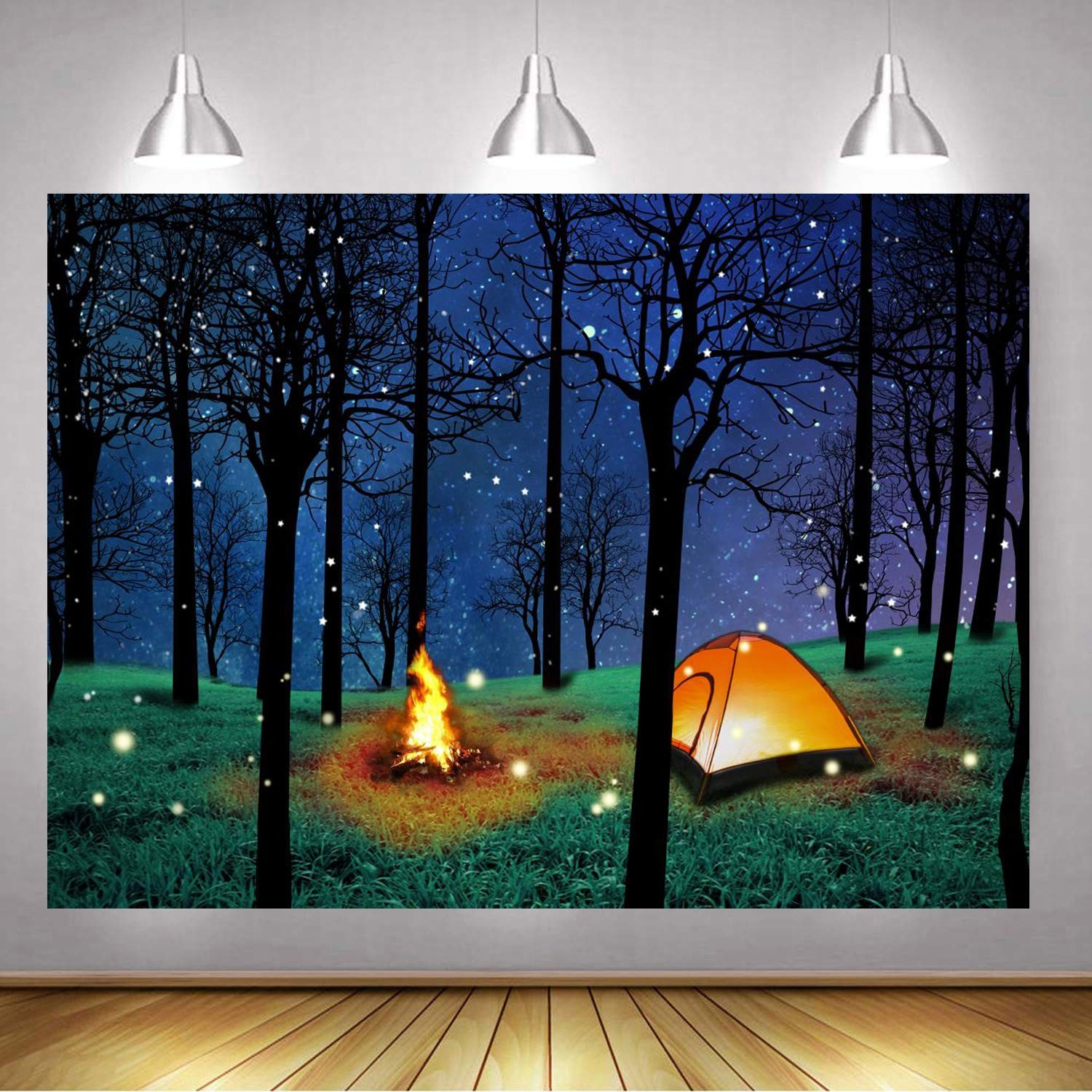 CHAIYA Enchanted Forest Camping Backdrop – Night Scene 7′x5′, Yellow
