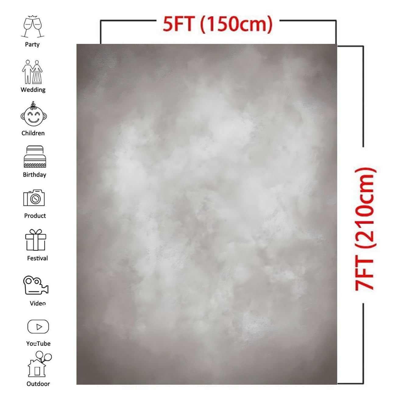 Fanghui Polyester 5x7ft Retro Abstract Grey Portrait Photography 5x7ft,