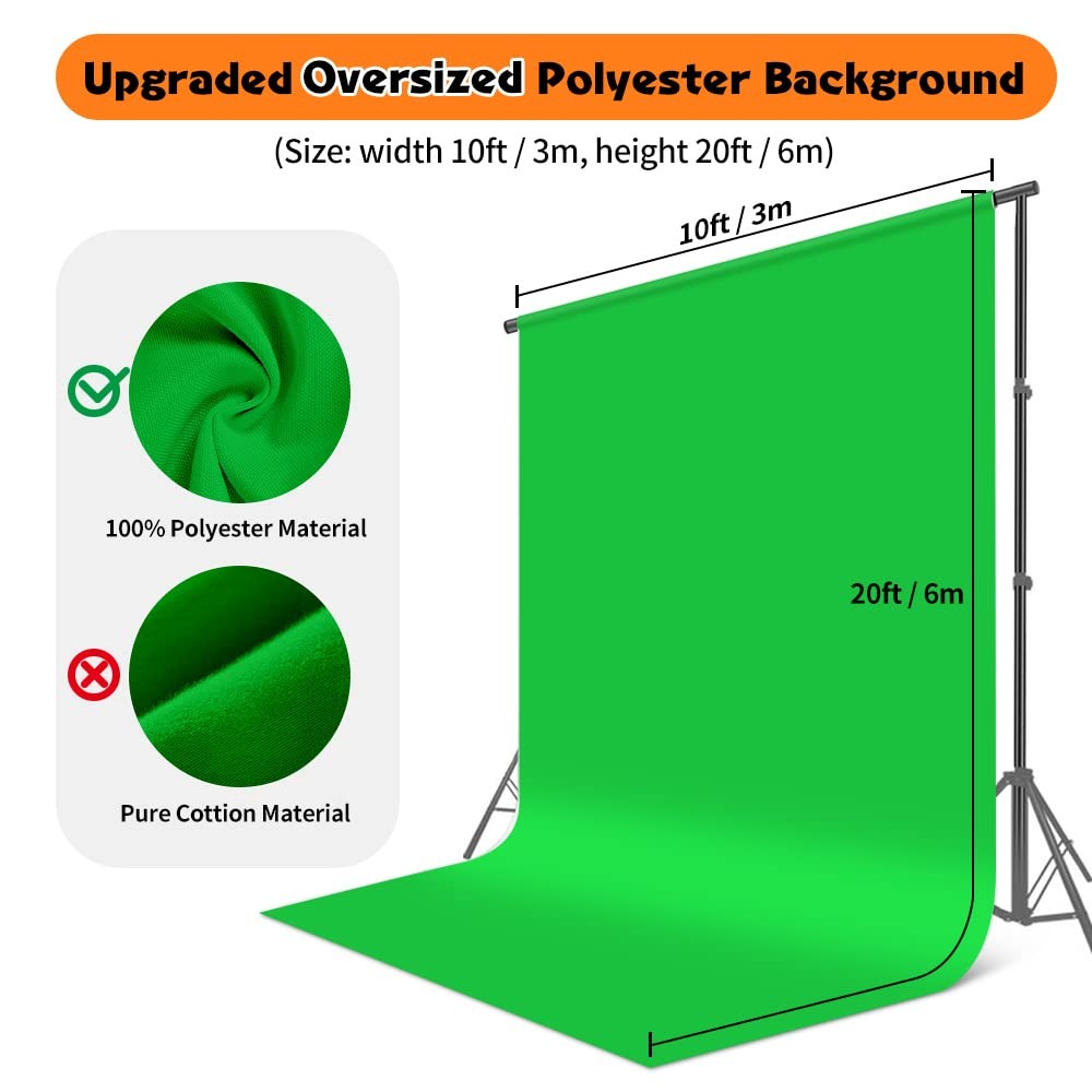 Green Screen Backdrop 10 x 20 ft, Photography Background for Streaming