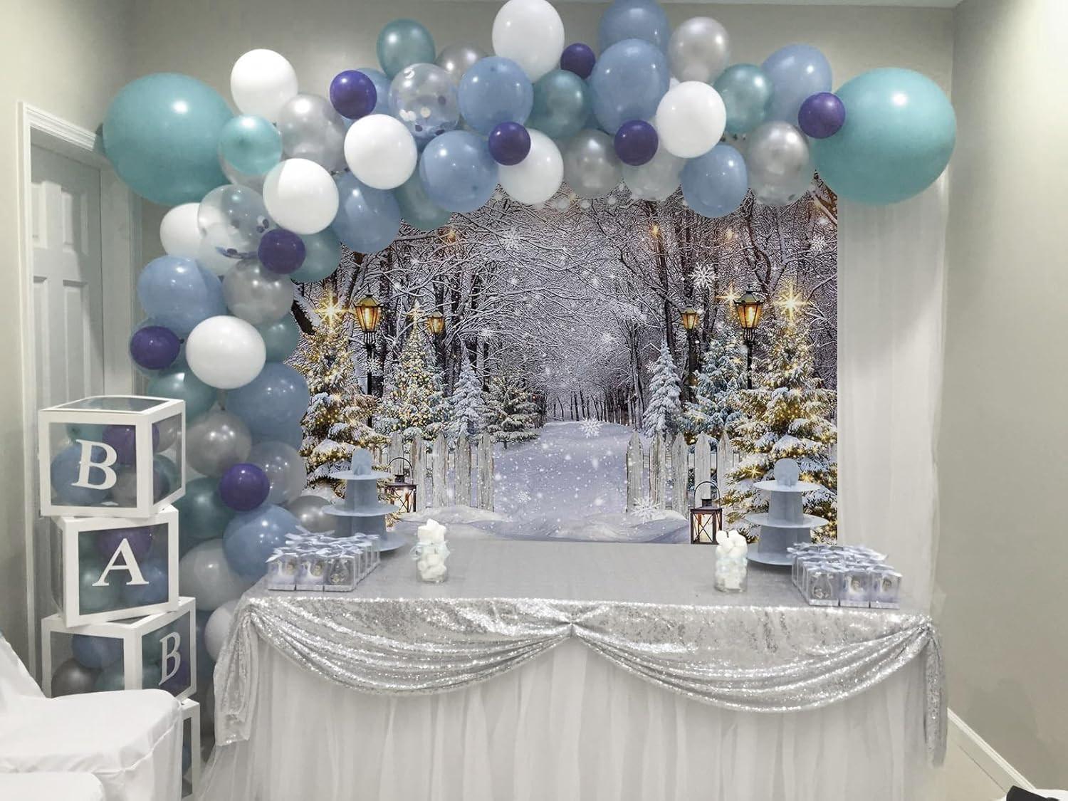 Winter Wonderland Snow Forest Backdrop for Holiday Photography 7×5 Ft