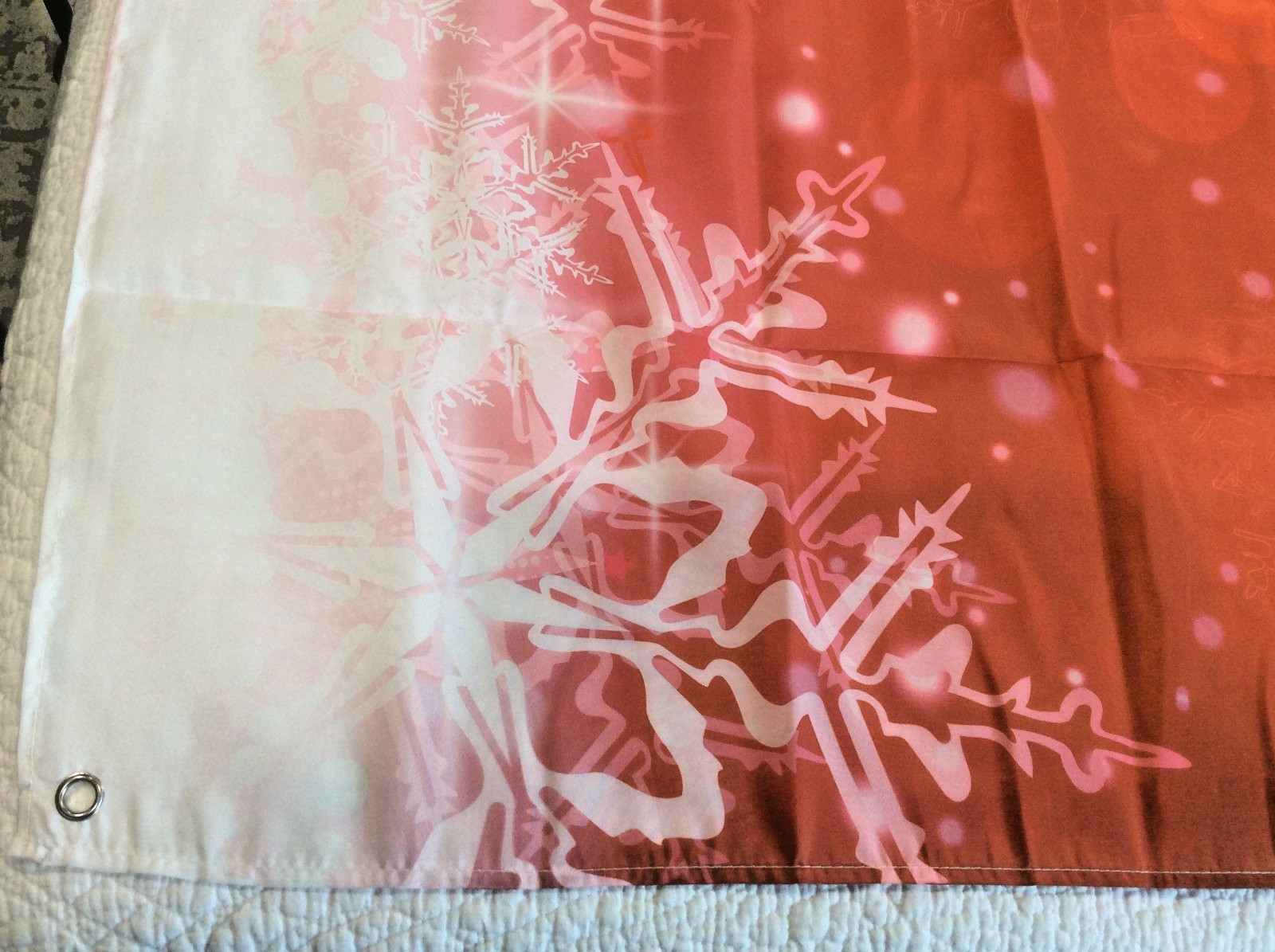 Christmas Fabric Photo Backdrop Winter Snowflakes 6′ X 3′ 7″ OPEN BOX!