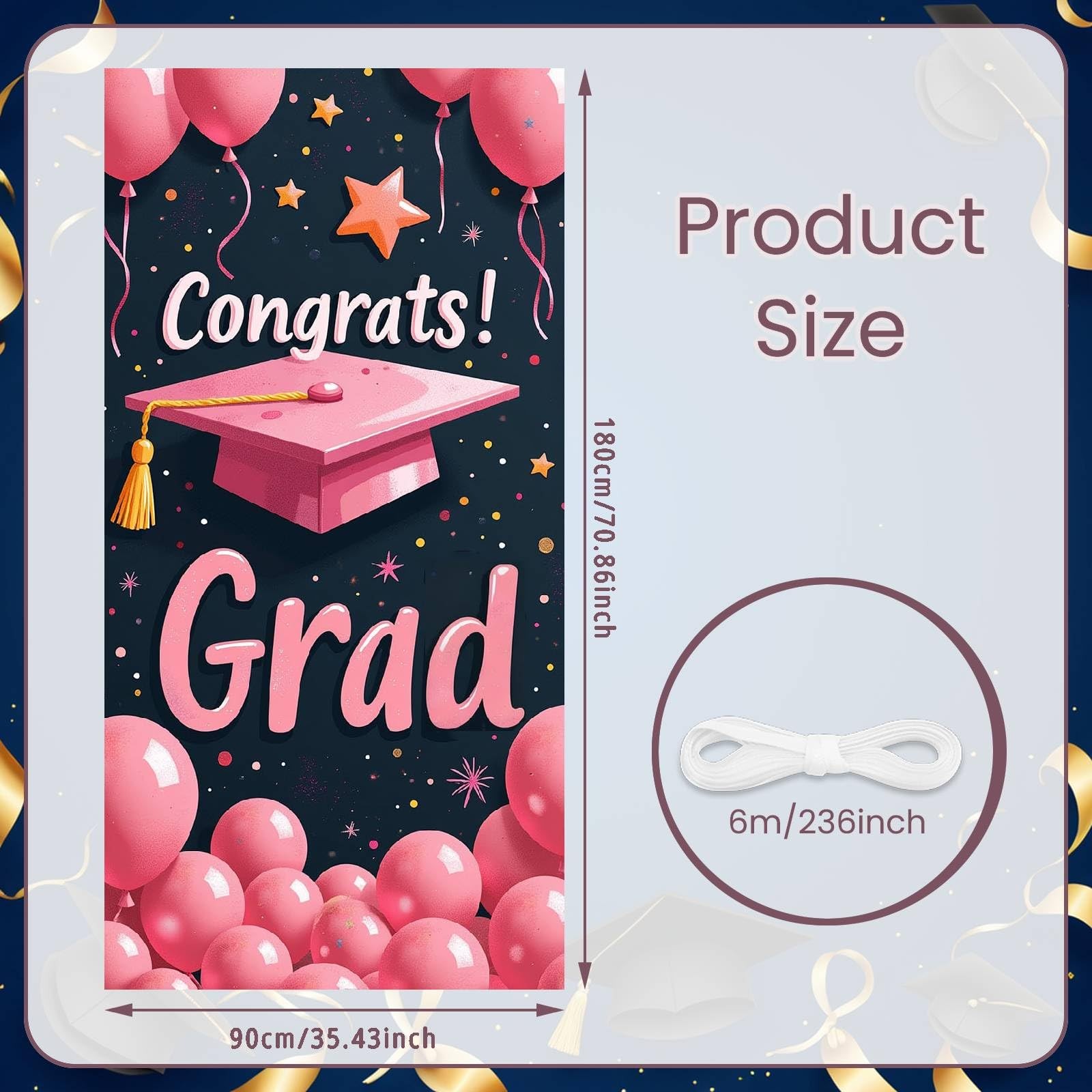 Class of 2026 Graduation Door Cover Banner Party Decorations Pink Congrats Grad