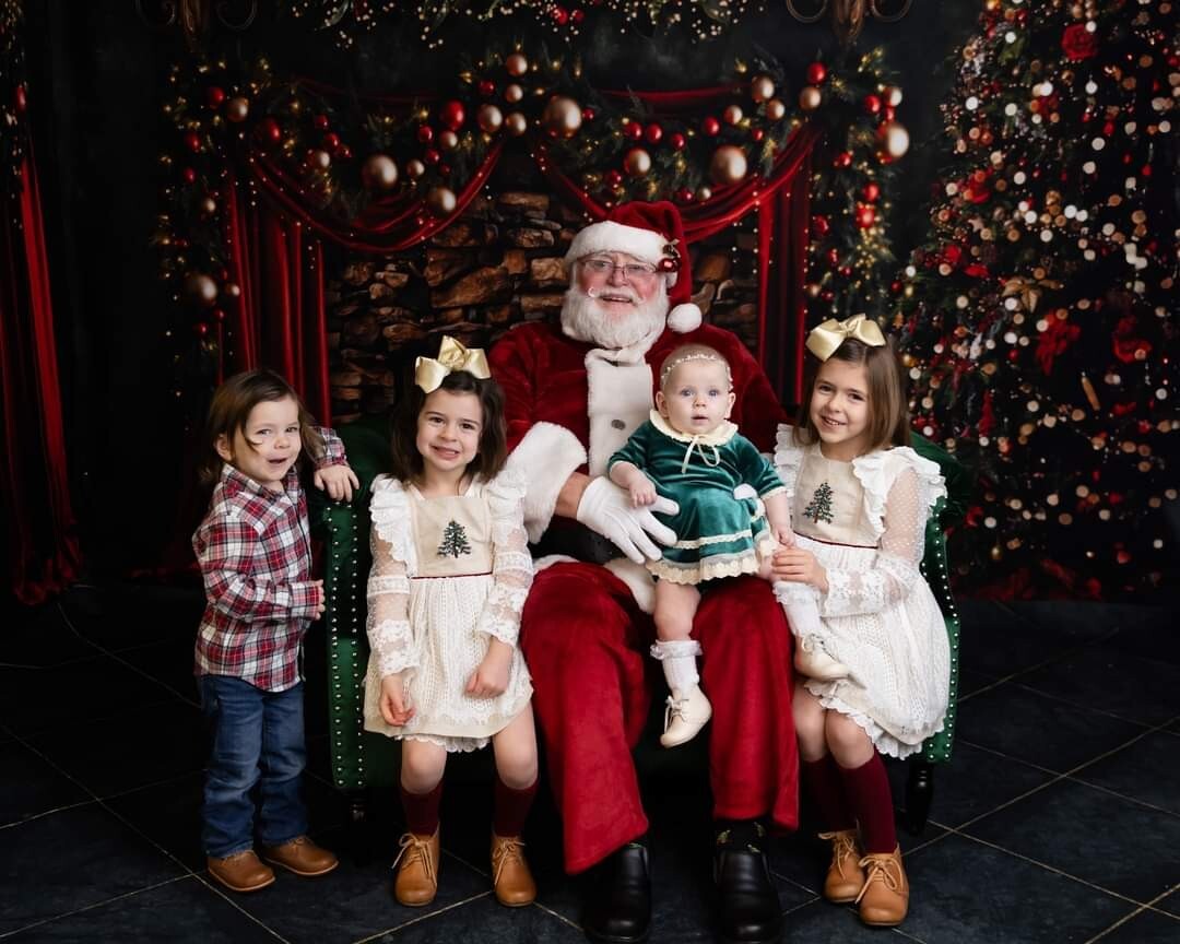 2 baby dream backdrops Christmas Fa La La Lavish Red Santa Fireplace Window