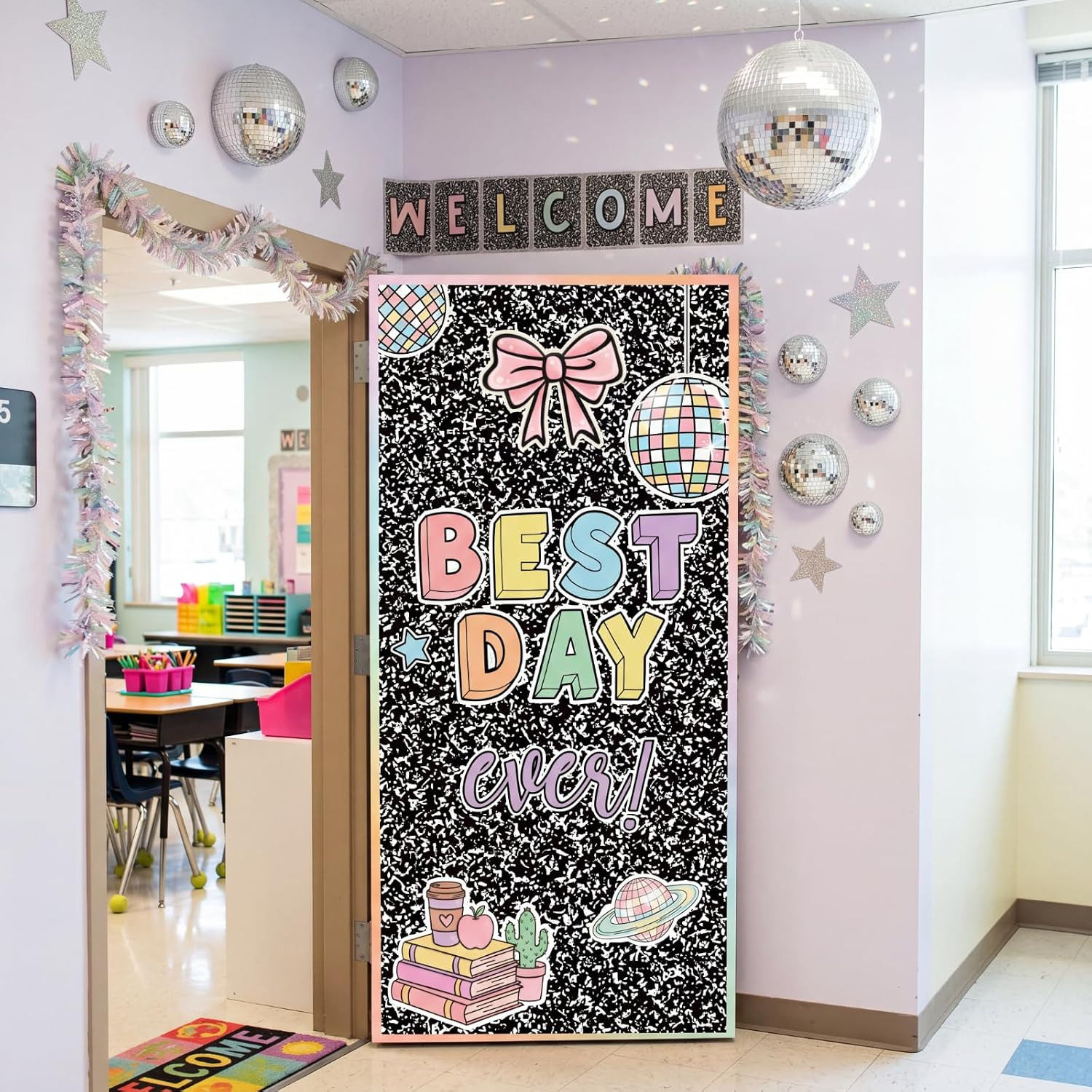 Classroom Welcome Door Cover Composition Notebook Back to School Banner Welcome