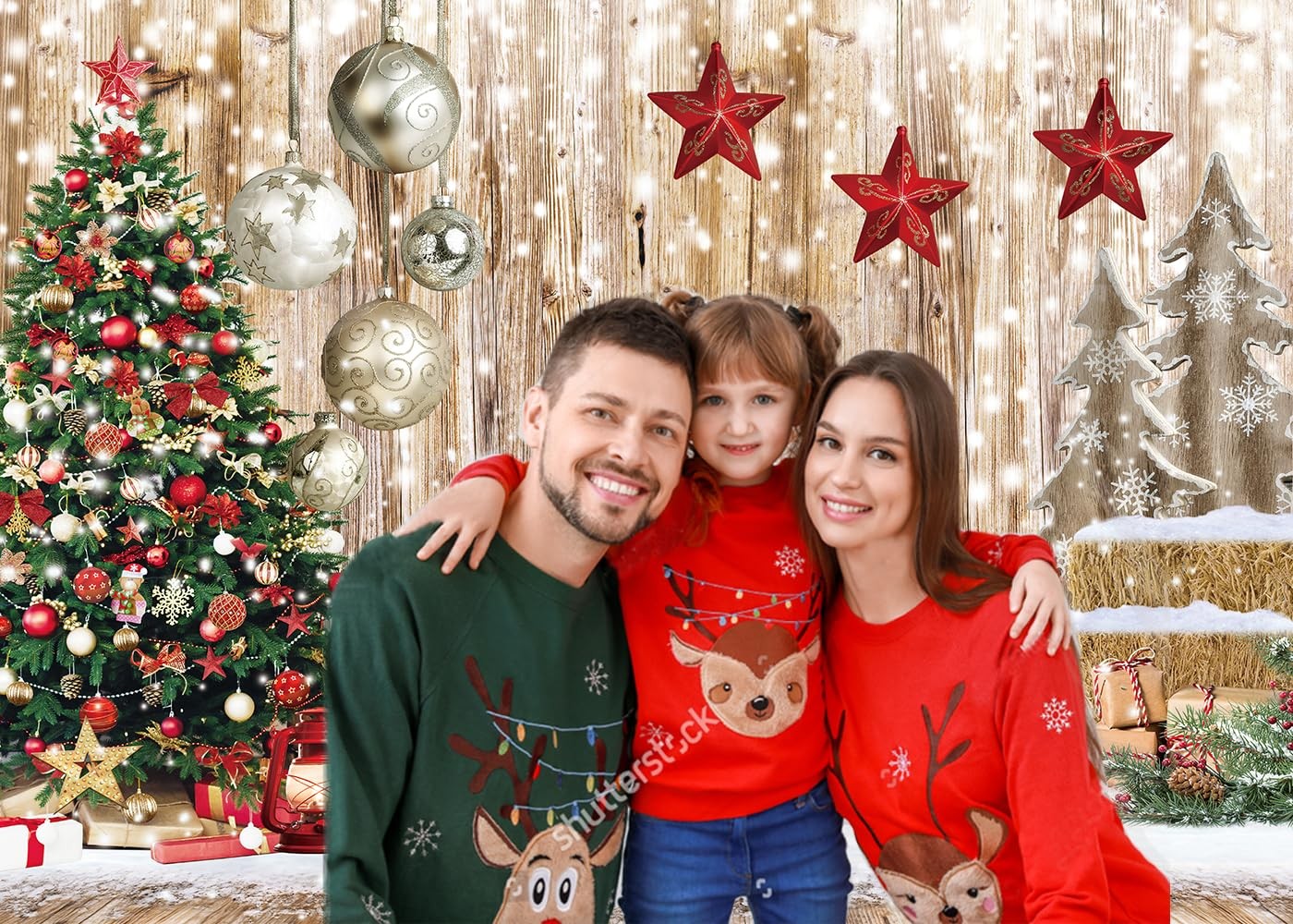 Photography Backdrop Tree Snowman Snowflake Background Happy New Studio Props