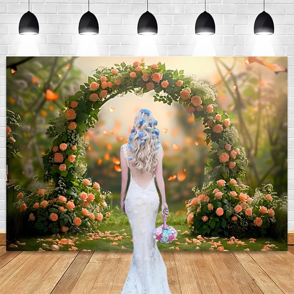 210x150cm Photography Background Fabric Wreath Scenery Wedding 3D Party2342