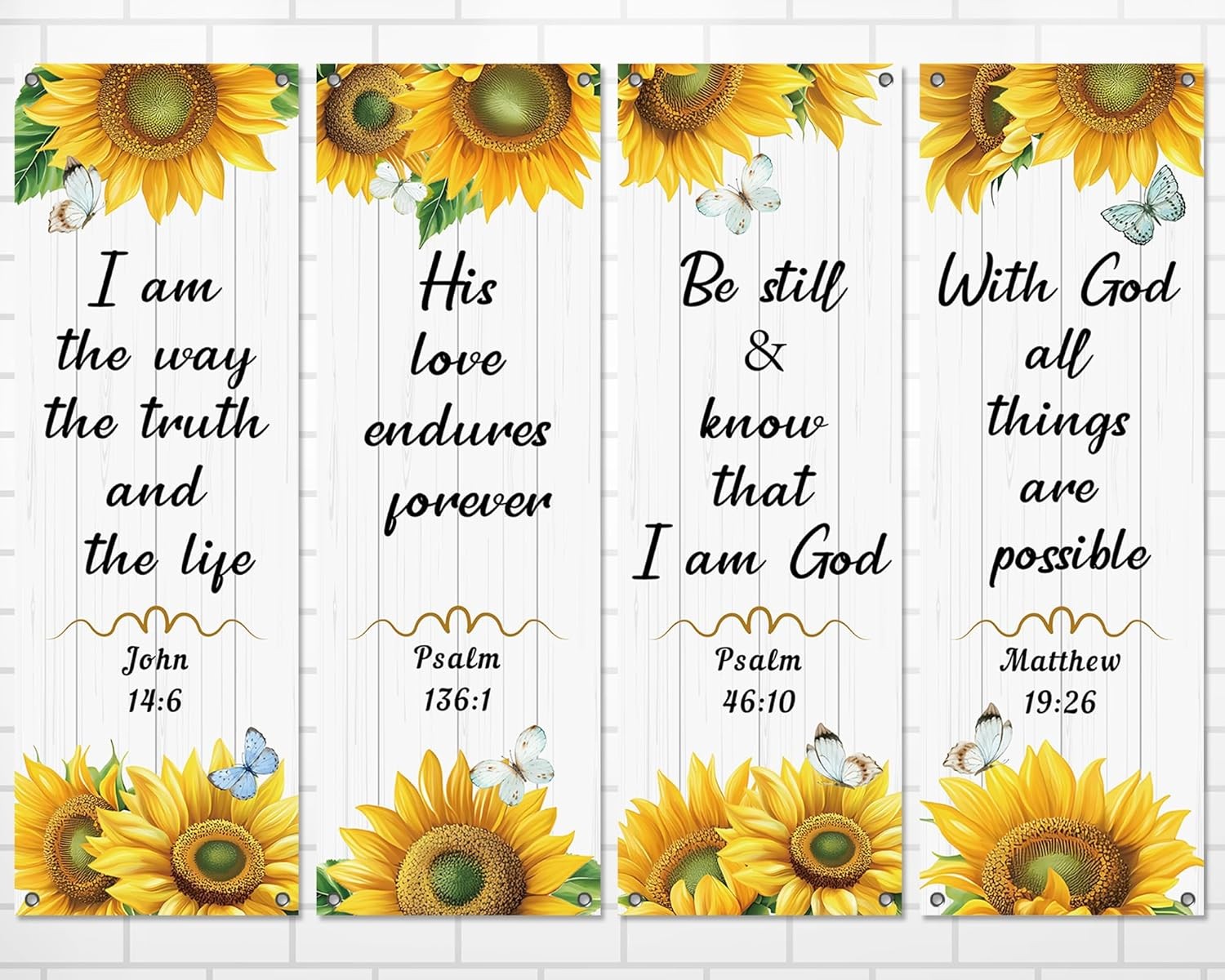 4Pcs Church Banners for Sanctuary Wall Welcome Religious Banners Hanging Back