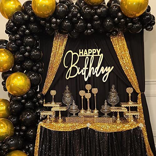 Black Backdrop Curtains 2 Panels 5ft x 10ft Polyester Photo Backdrop Drapes f…