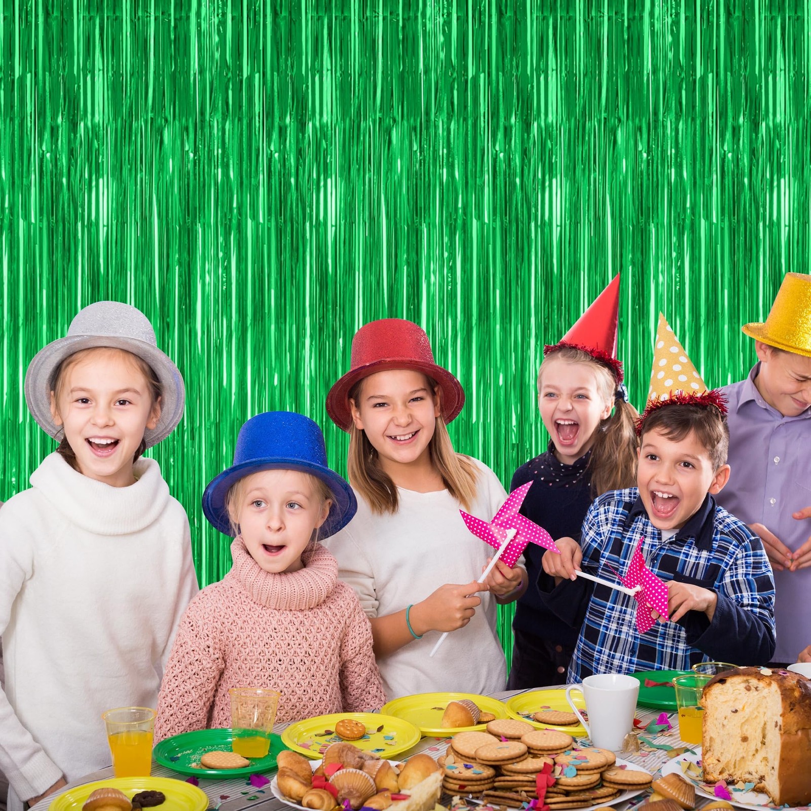 ZATAYE 2 Pack Green Foil Curtain Backdrop Birthday Party 2 PCS,