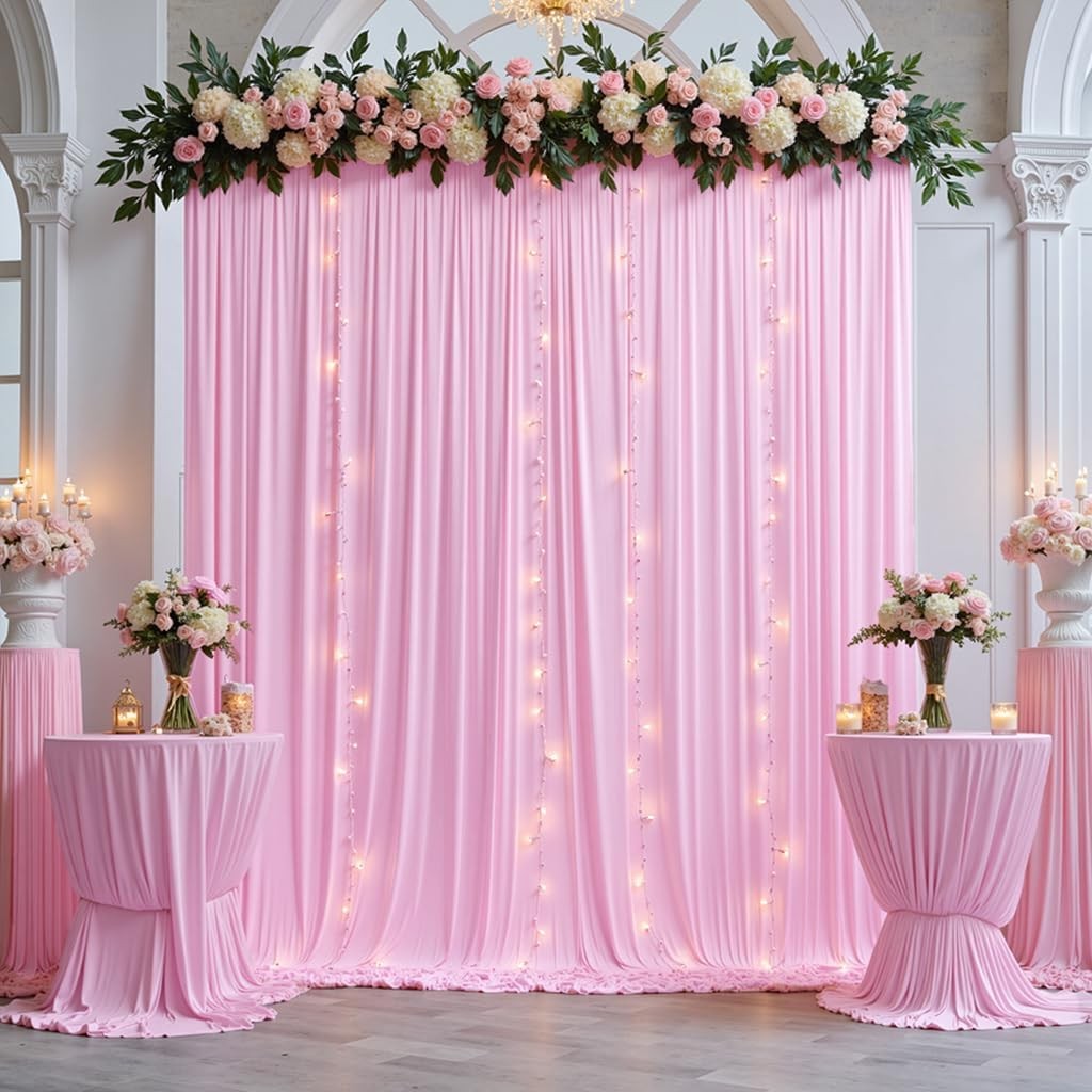 10 ft x 8 Wrinkle Free Pink 5'(W) x 8'(H), 2 panels, Baby