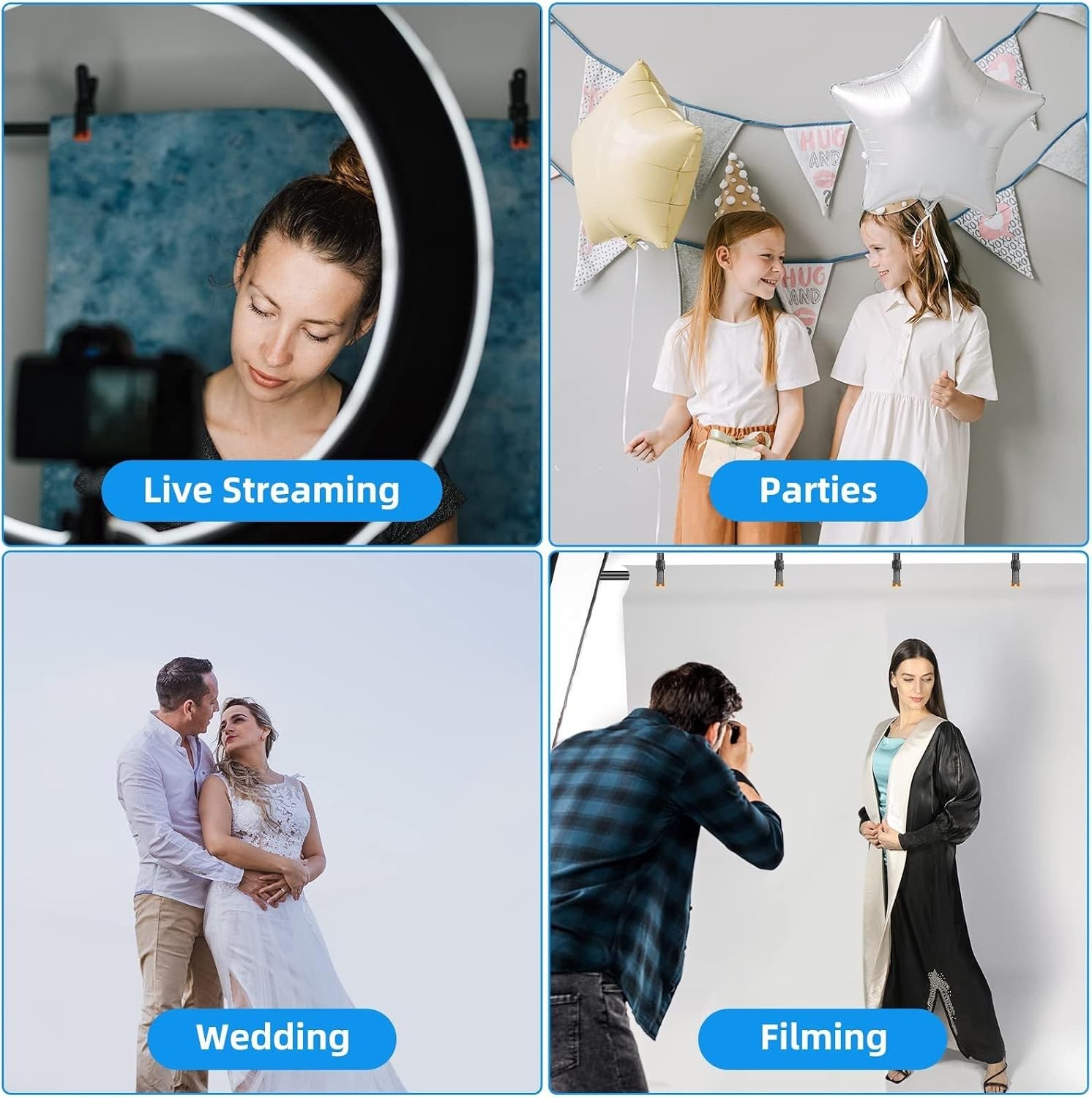 Lightweight 8.5ft Backdrop Stand with 4 Spring Clamps – Easy Set Up & Transport