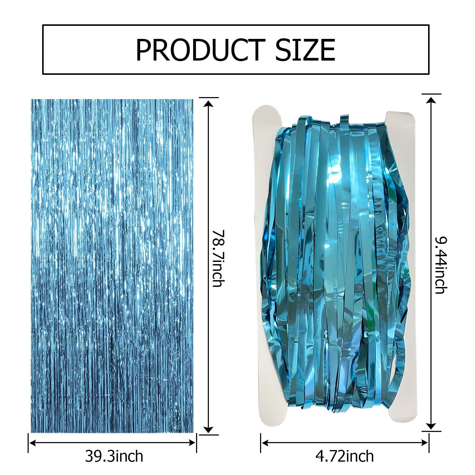 2 Pack Blue Backdrop Curtain Tinsel 39.4″w X 78.7″l (Pack of 2), Light